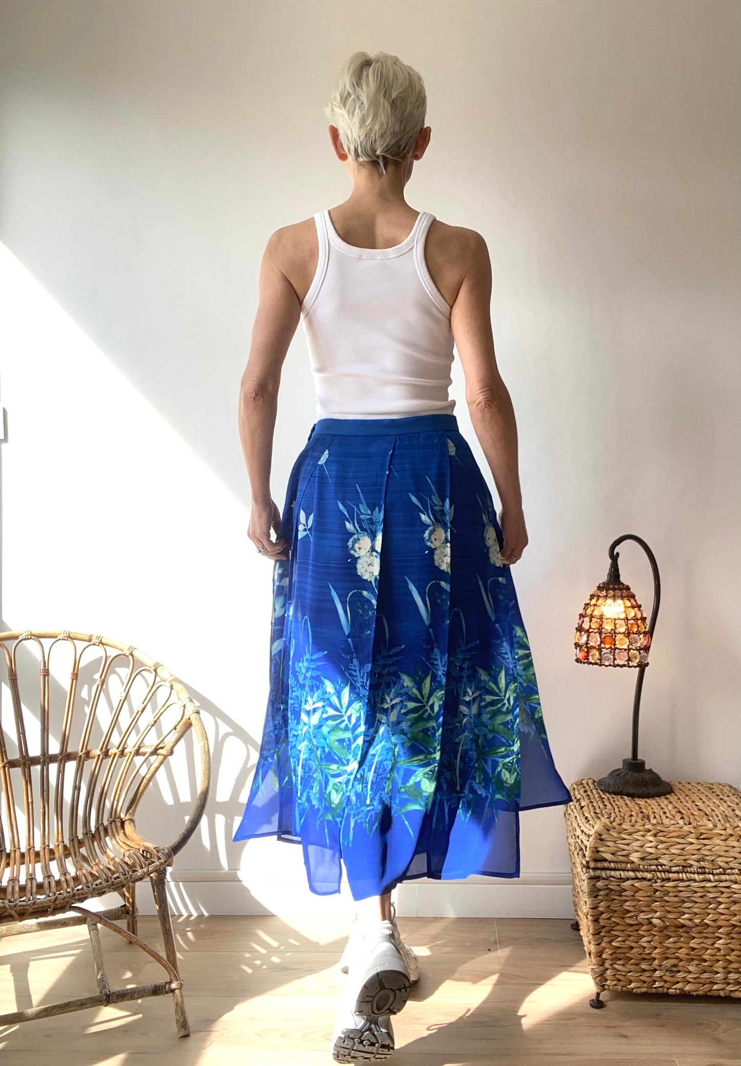 90s Blue dreaming Garden Skirt by French brand since 1889 Weill /M/