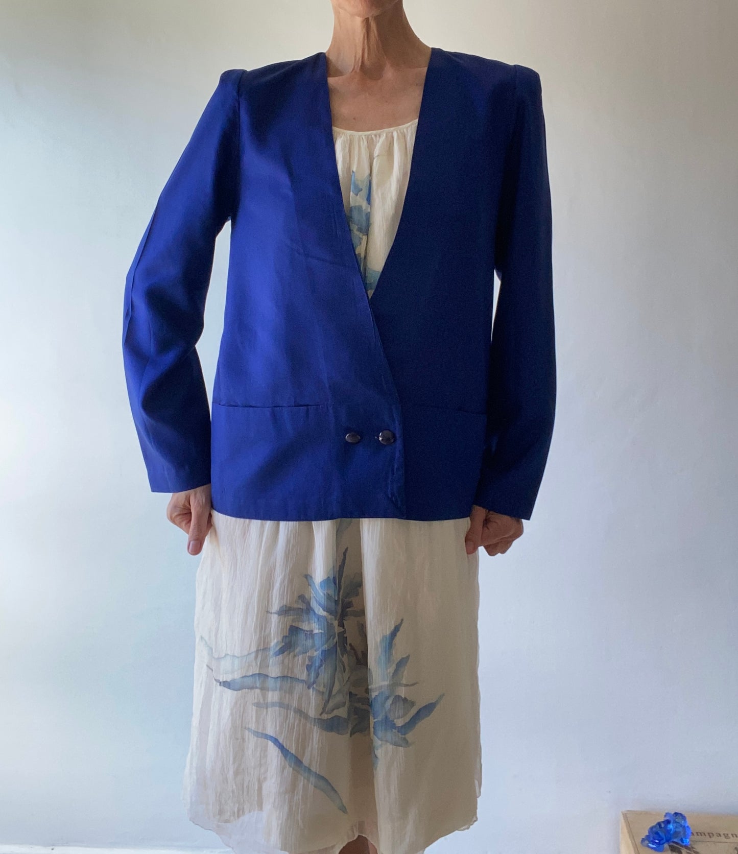 90s Pure silk Indigo blue Made in France