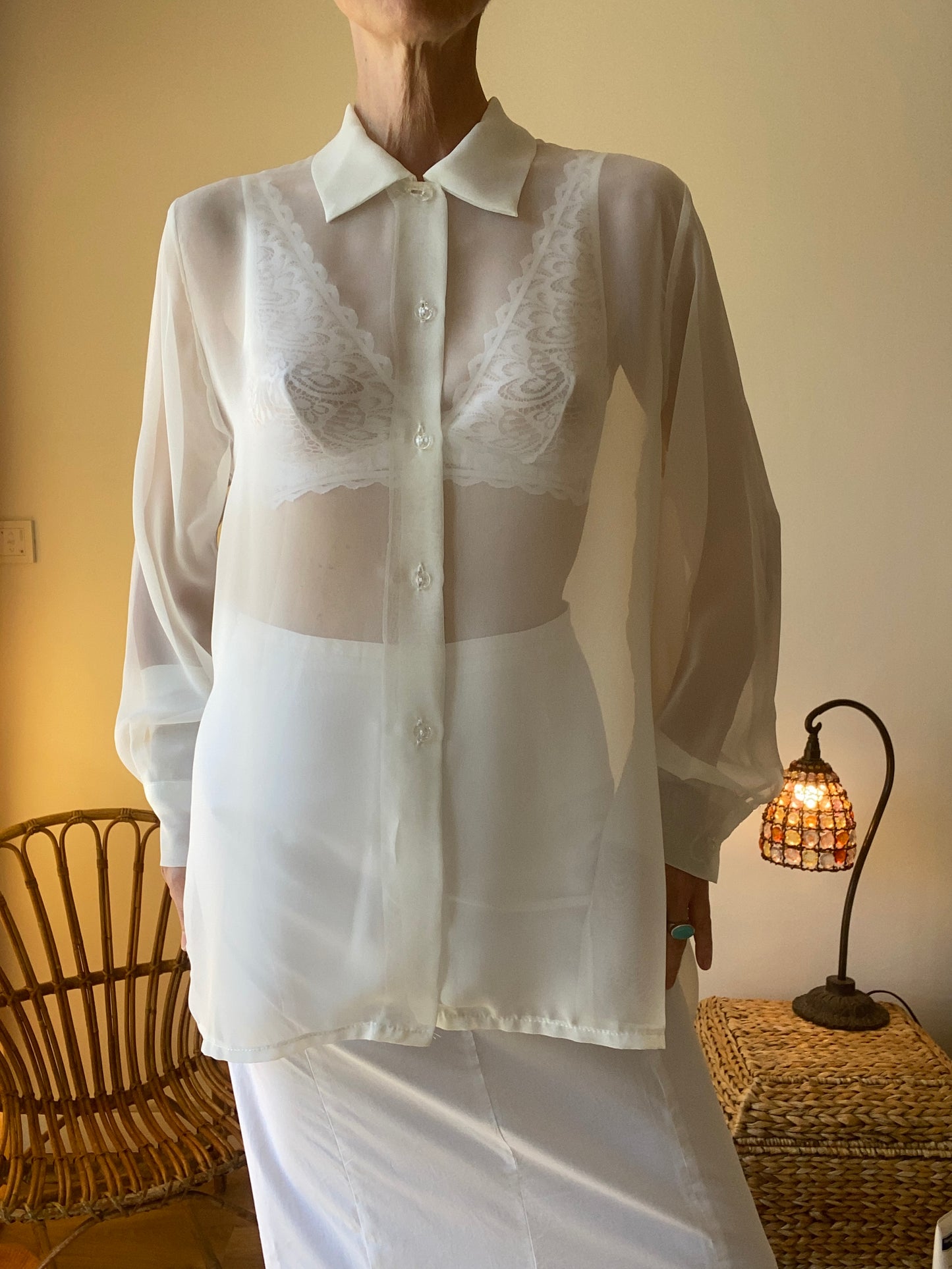90s Made in France Extraordinaire Chemise oversize transparente