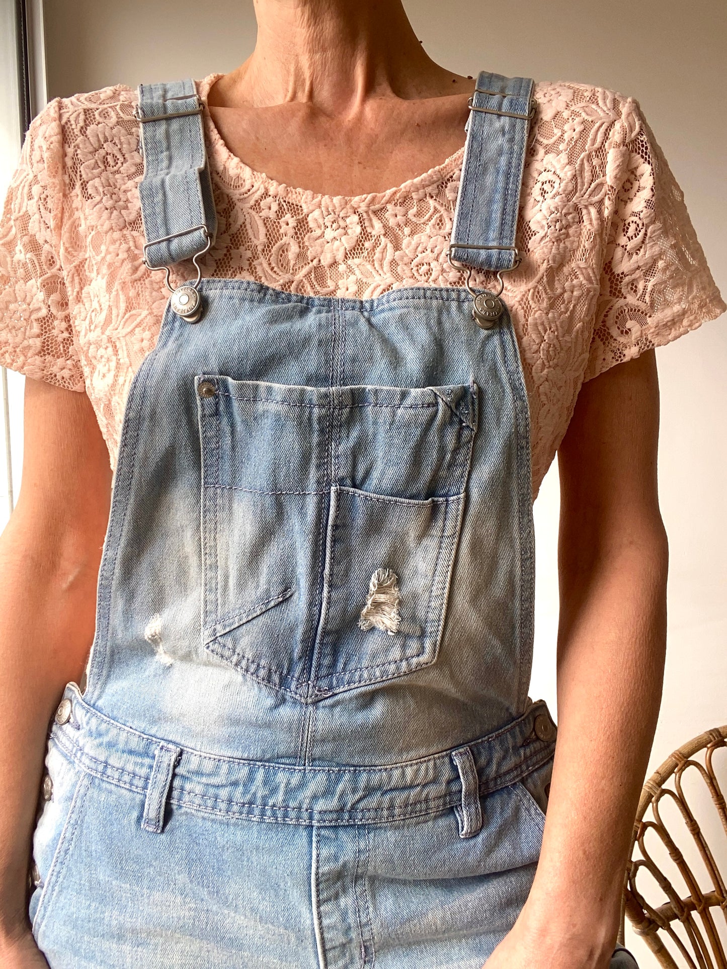 90s Lovely Denim Jumsuit Overalls destroyed