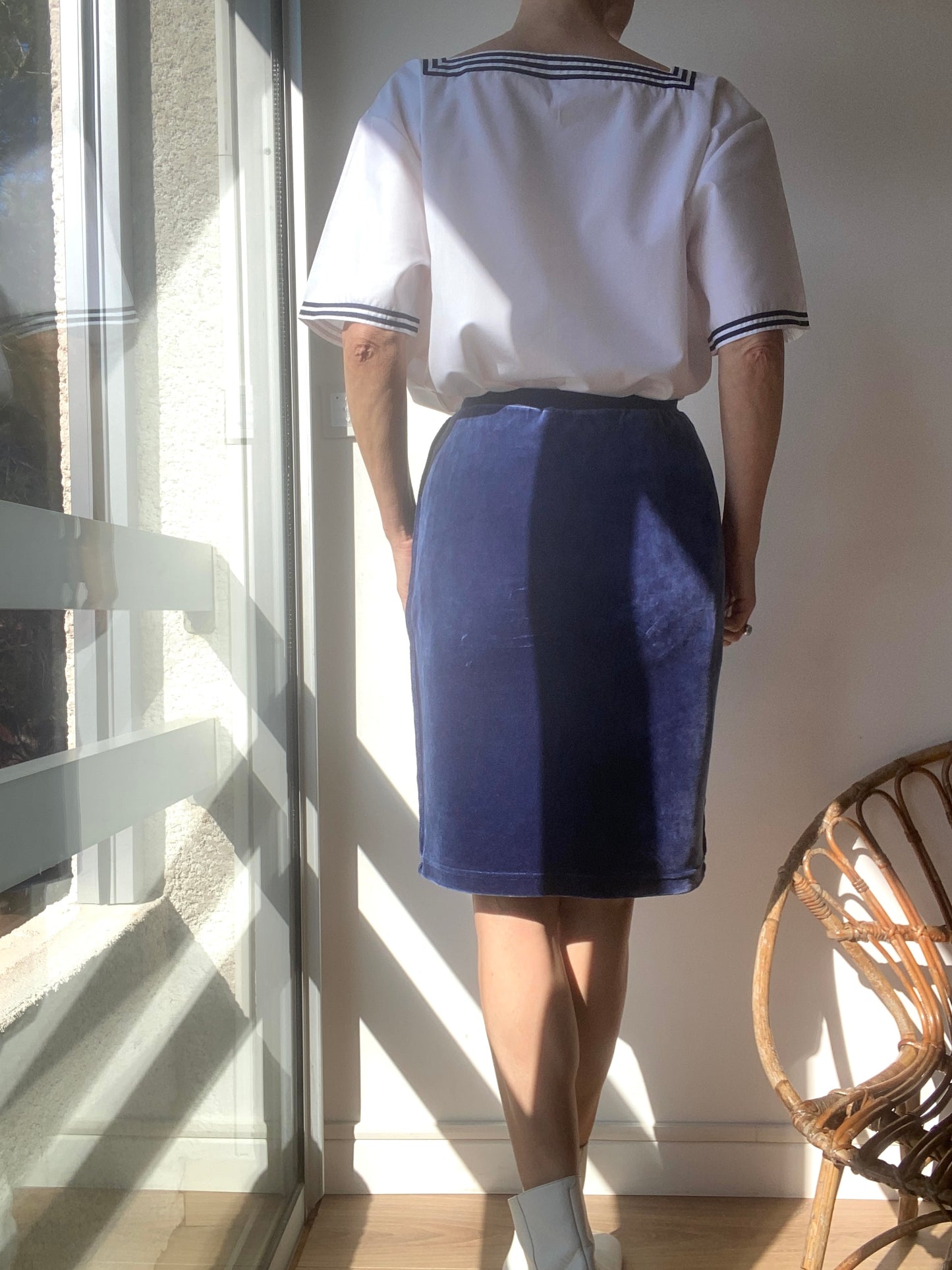 90s Sonia Rykiel Stunning Blue velvet Skirt