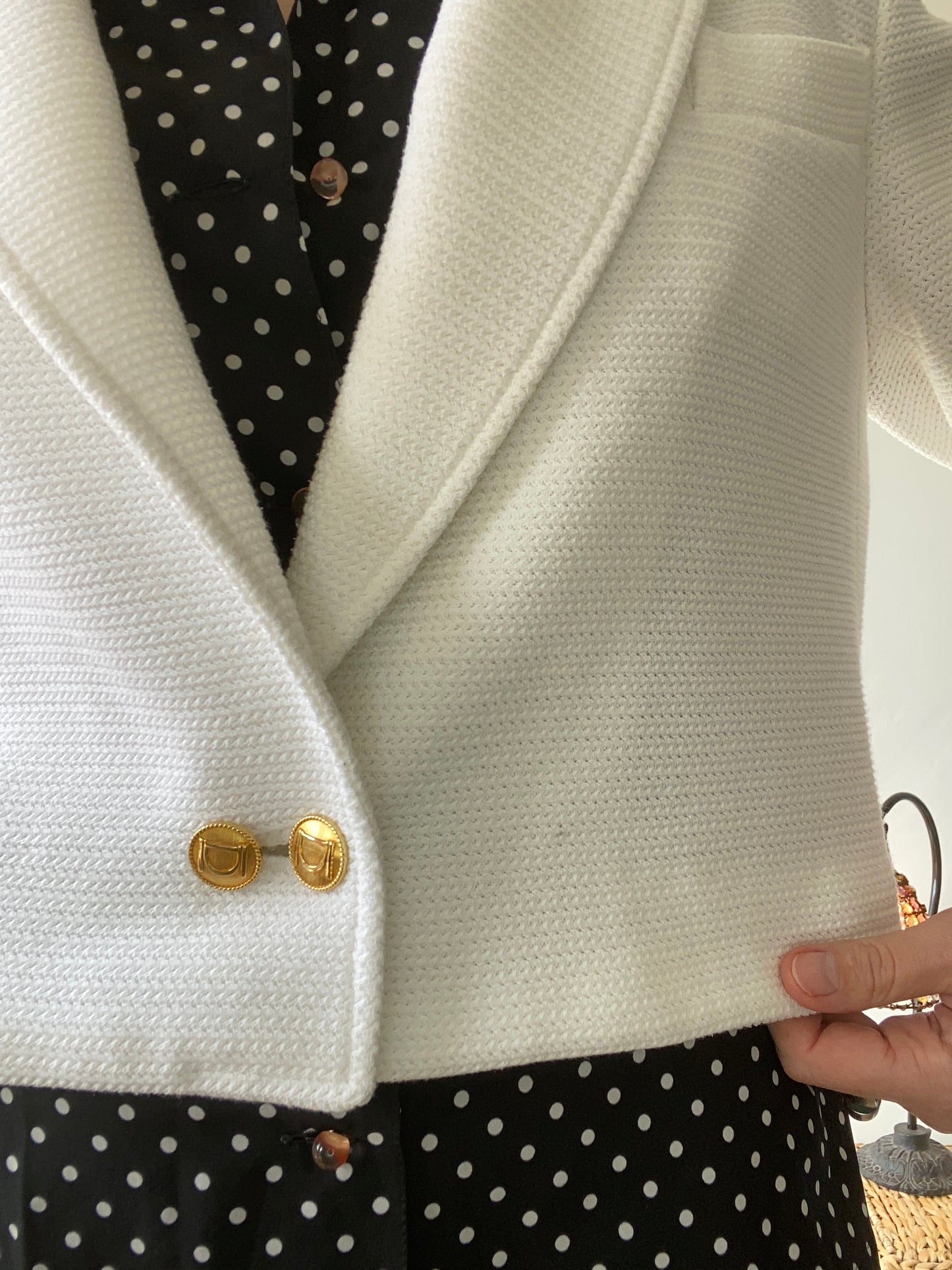 90s White short Chic blazer Golden buttons