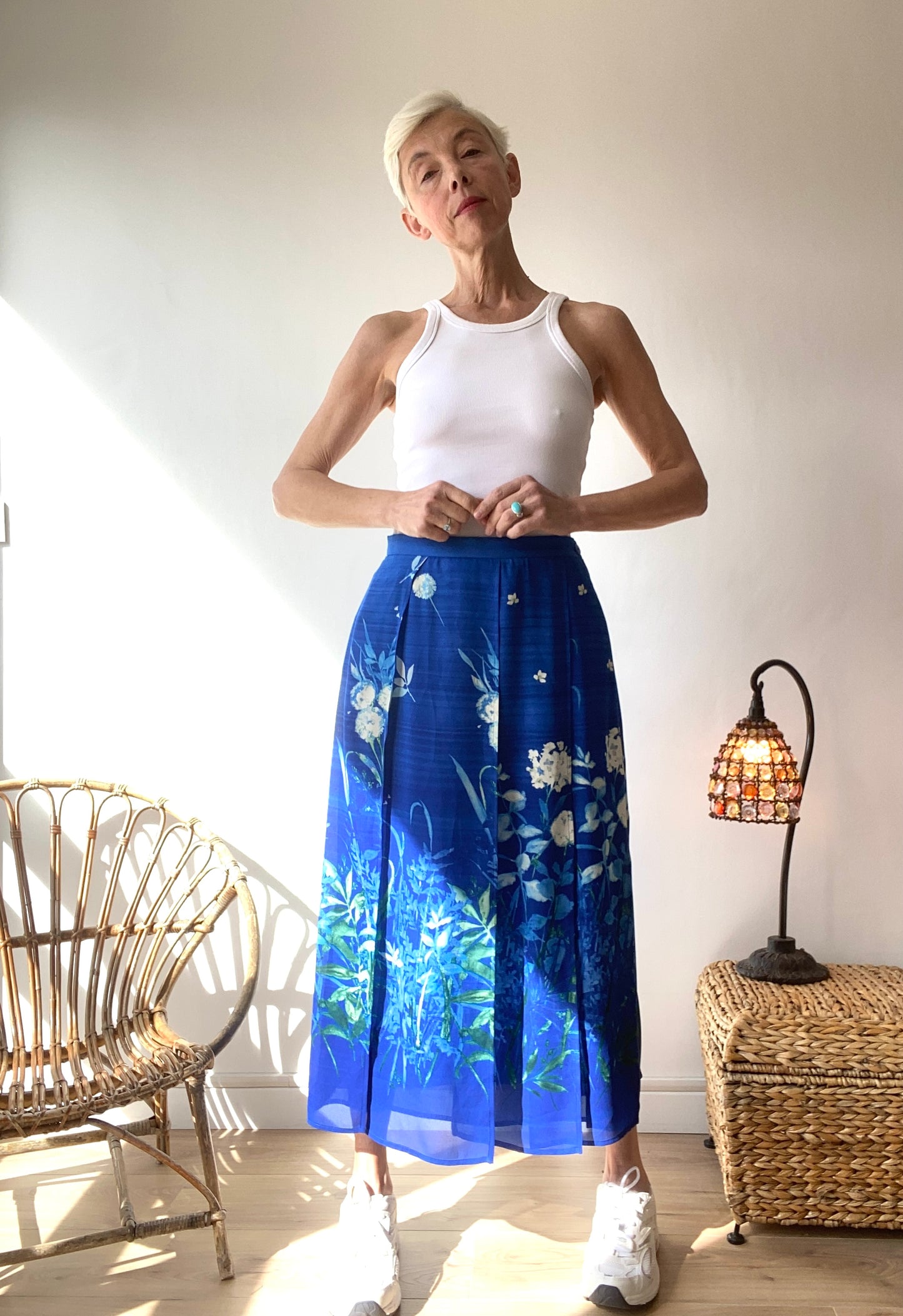 90s Blue dreaming Garden Skirt by French brand since 1889 Weill /M/