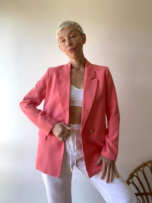 90s chouette blazer rose en viscose souple
