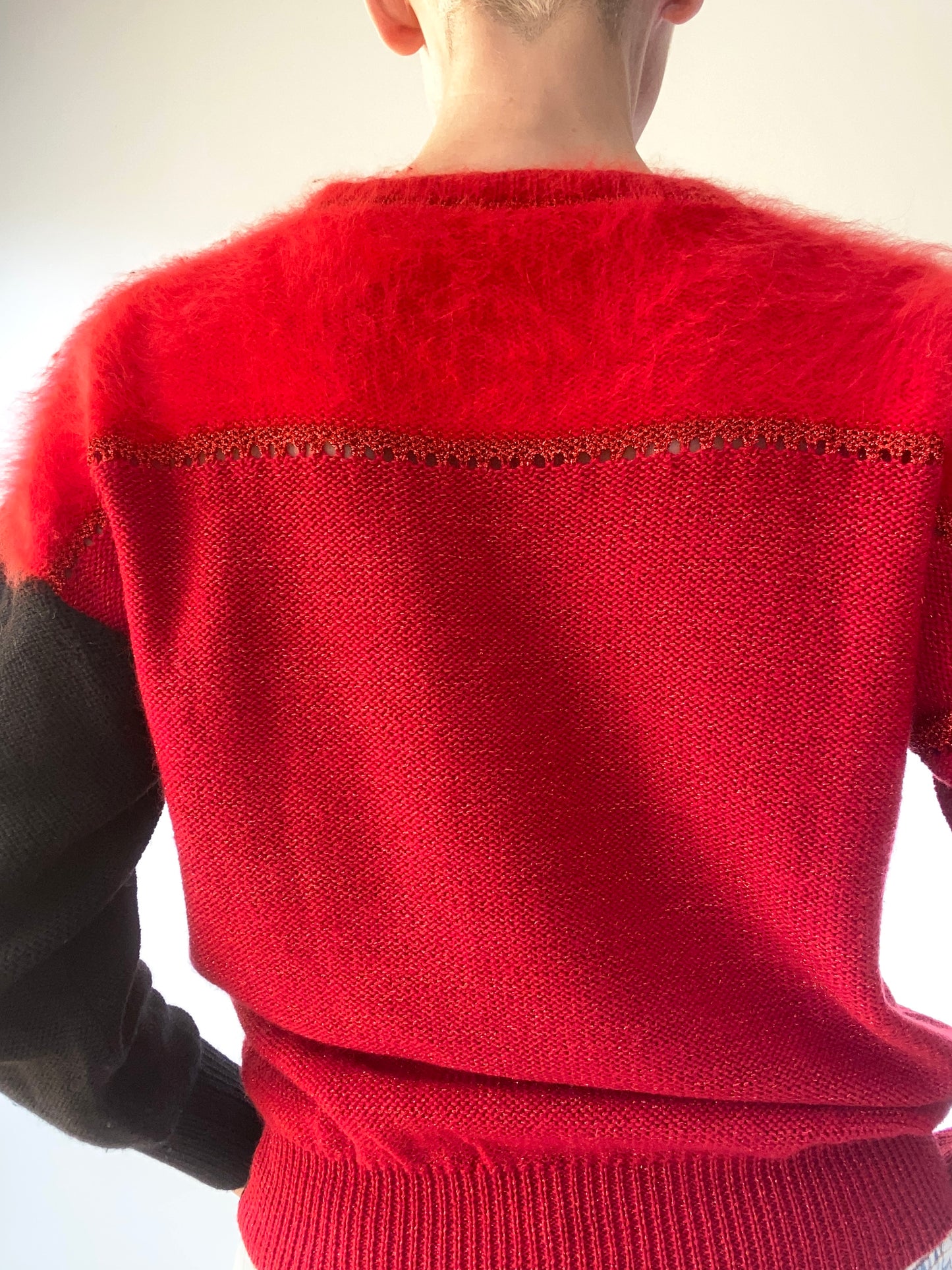 90s Angora Wool lurex Hand knitted Pullover "Anny Blatt"