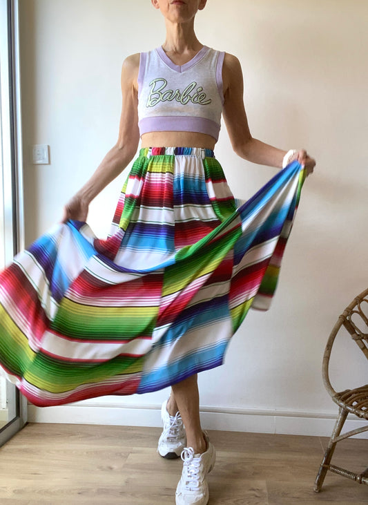 90s Super joyeuse Maxi jupe "Coconut" à rayures